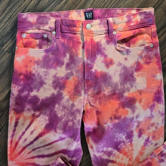 GAP "Cheeky Straight" Tie Dye Boho/Hippie Chic Cotton Jeans NWOT/SIZE 30R - Picture 6 of 7
